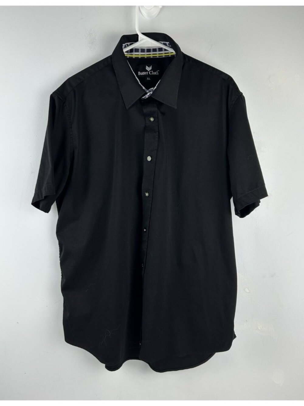 Butter Cloth Shirt Mens XL Black Short Sleeve Button Up Stretch Performance